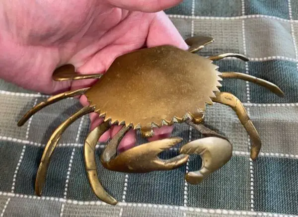 Vintage Solid Brass Crab AshTray Ocean Sea Beach Accessory Cigarette