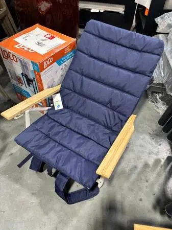 Padded Backpack Folding Beach Lounge Chair Navy/Cream Brand New