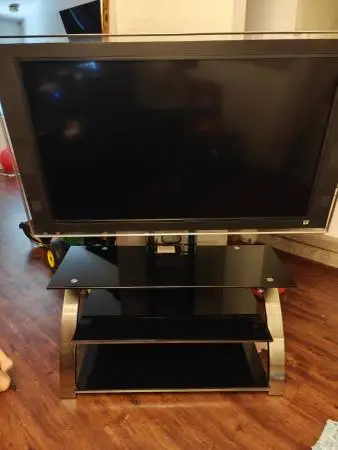 Black Entertainment Center With 52 TV + Firestick