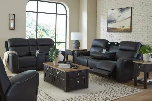 * NEW - Top Grain Leather Power Sofa, Love, & Recliner. Massage & More