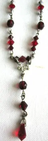 Artisan Y Necklace with RED Crystals