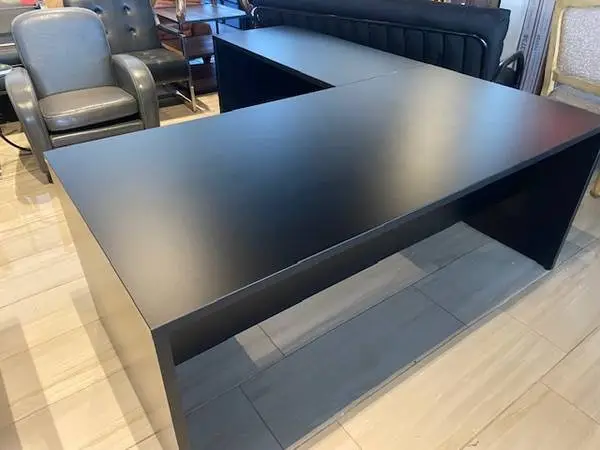 EXECUTIVE DESK L SHAPE BLACK 72X84 USA MADE