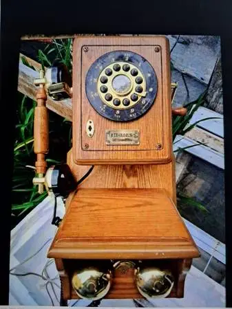 Vintage Solid Wood Thomas Wall Telephone