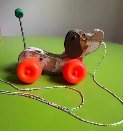 Vintage 1968 Fisher Price Little Snoopy Pull Along Dog Toy #693