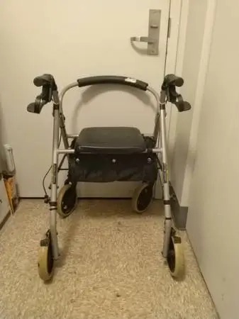 Rollator storage under seat,brakes,folds for travel