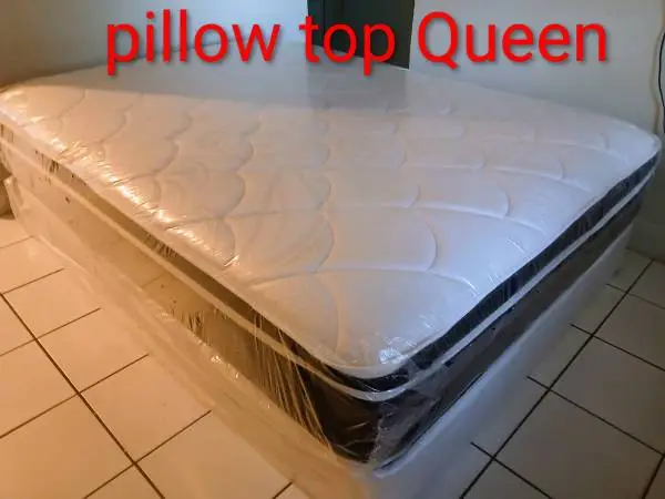 All white Queen Pillow top Mattress brand new free delivery Same Day