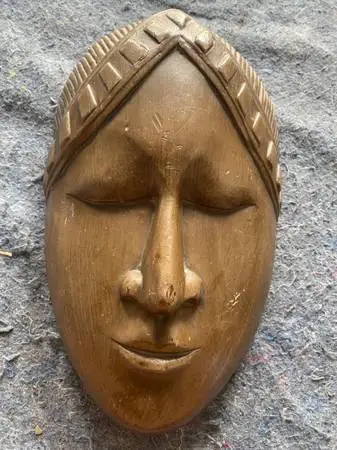 African Baule Portrait 14” Mask Wall Hanging/ Primitive Wall Art