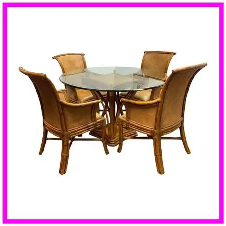 Bassett Furniture Rattan + Glass Dining Set