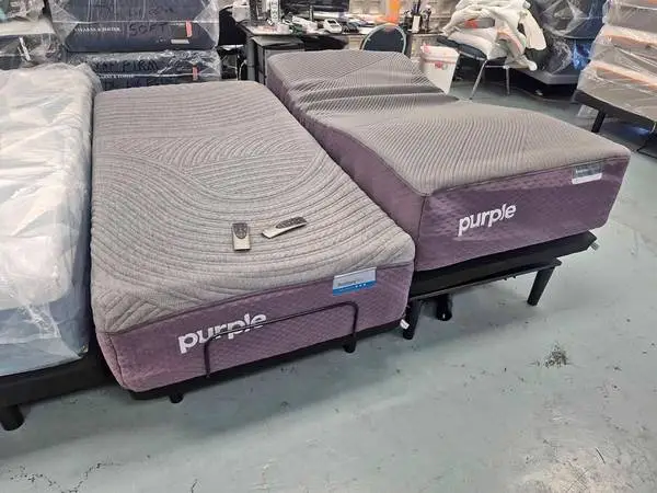 SPLIT KING PURPLE PREMIER MATTRESSES WITH ADJUSTABLE BED BASES