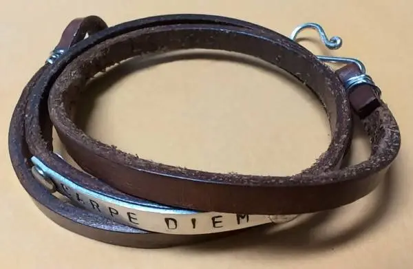 Carpe Diem genuine leather triple wrap bracelet