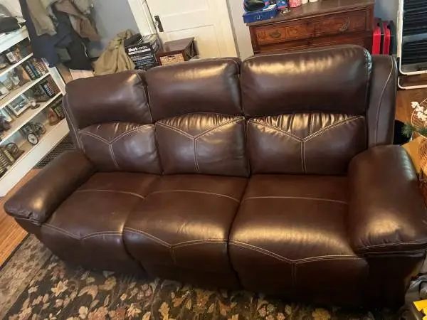 NEW Leather Couch w Double Recliner