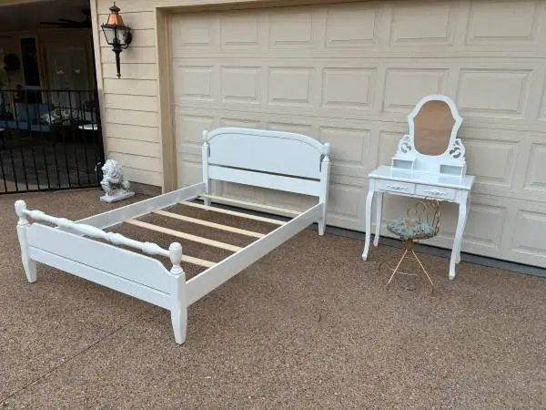 Full Bed Frame and Vanity Set