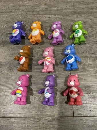 CARE BEARS FIGURES Care Bears Poseable 3” Vintage Figures Lot of 10