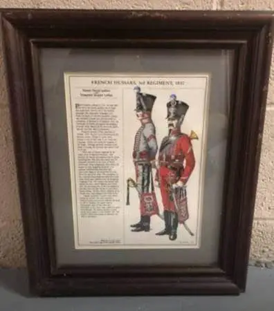 Vintage British 14th Regiment of Foot Officers 1802 Framed Historical