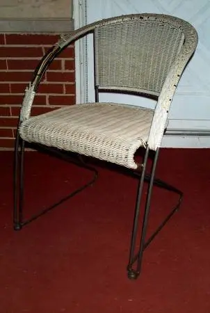 WROUGHT IRON Wicker Chair Vintage Metal Indoor Outdoor Patio Furniture