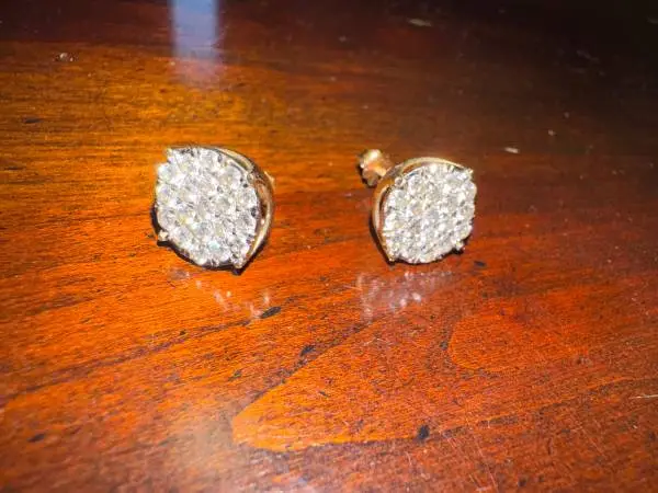 10k yellow and white gold earrings 1.2 carats natural diamonds
