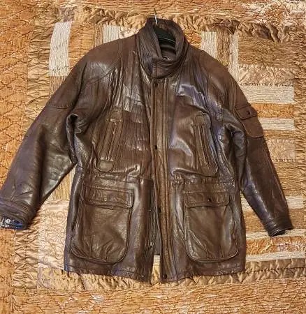 Saxony Men’s Brown Genuine Leather Jacket, Size 40 (Size L)