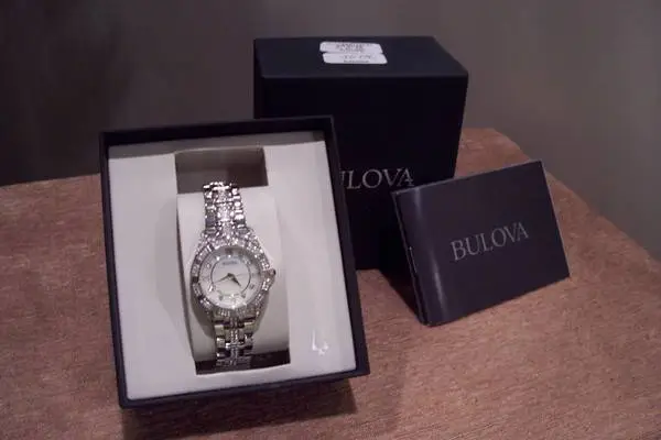 New Ladies Bulova Silver watch with crystals
