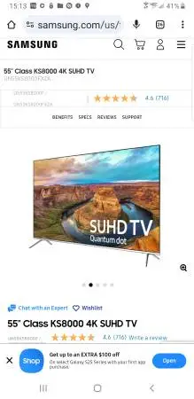 Two 55 Samsung Smart TVs
