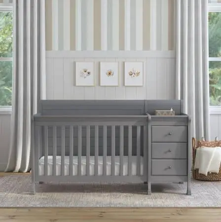 DaVinci Kalani 4-in-1 Convertible Crib & Changer Combo (Grey) - Like New