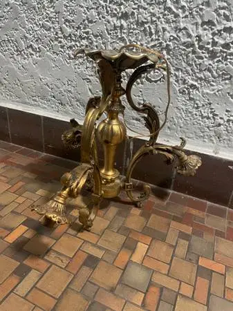 Heavy Brass Lighting Fixture Ceiling Mount 3 Arm Light Bulb Chandelier