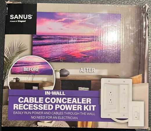 Sanus In-wall Cable Concealer recessed power kit for mounted TV