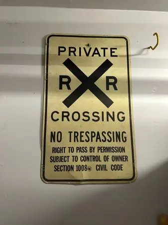 Retired Private Railroad Street Sign Vintage
