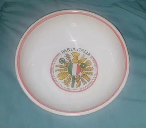 Vintage Ceramic 1970-80s Excel For Himark Underglaze Pasta Bowl Made in Italy