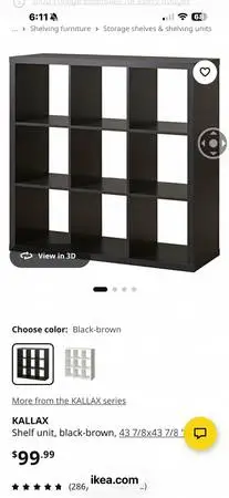 Kallax 3x3 black/brown shelving
