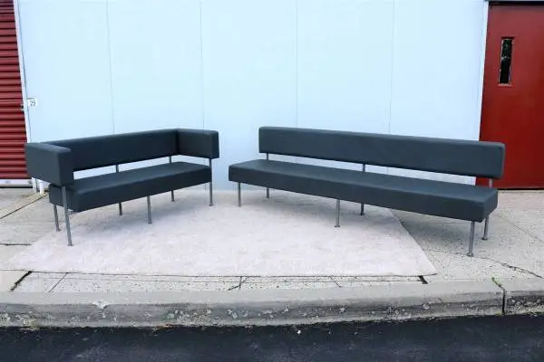 Modern Hightower Longo Floating Sofa Set Gray Leather Komplot Design