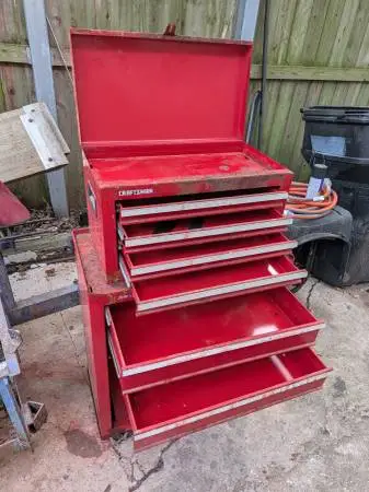 6 Drawer Craftsman Tool Box and 5 inch Rotating all Purpose Vise