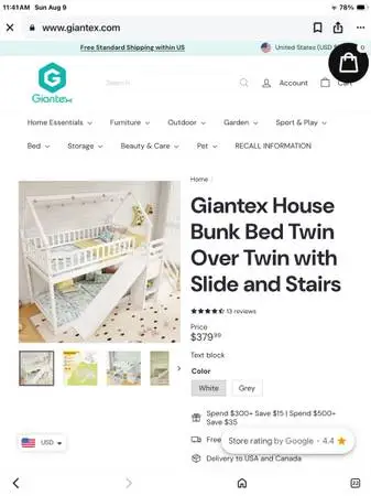 New child’s bunkbed.