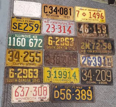 Old rustic antique license plates decor collectibles