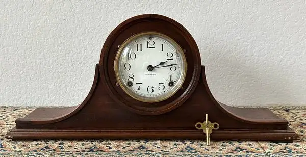 Ingraham Mahogany Tambour Mantle Clock