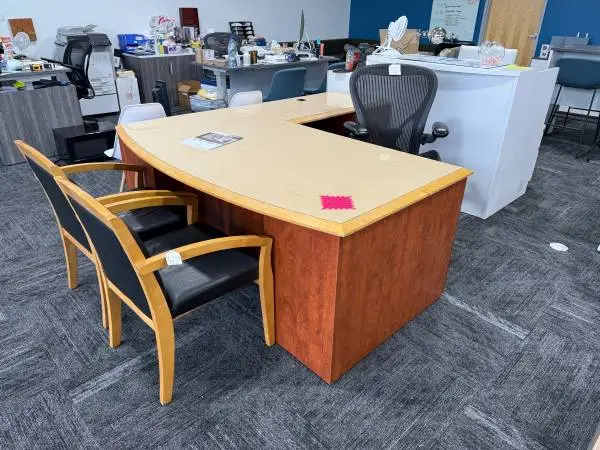 Executive L-Shape Desk With Real Wood Edge