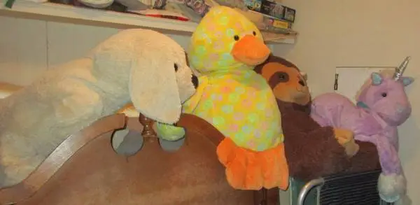 Large Plush Dog, Duck, and Unicorn