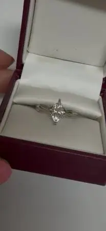 Marquise 1 Carat Lab Grown Diamond Ring Certified. 14K White Gold.