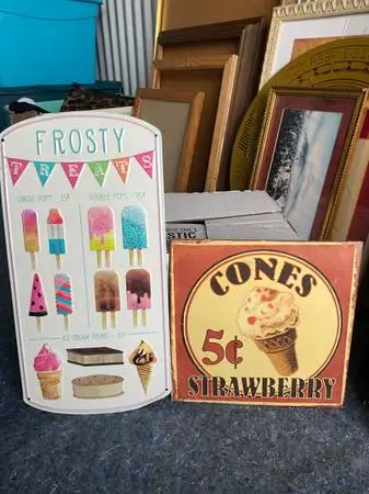 2 Vintage Style Ice Cream Signs Metal Tin Signs