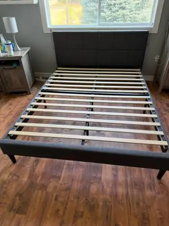 Queen platform upholstered bed frame