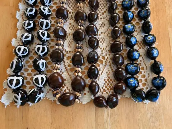 4  Individual Hawaiian Lei Kukui Nut Necklaces.