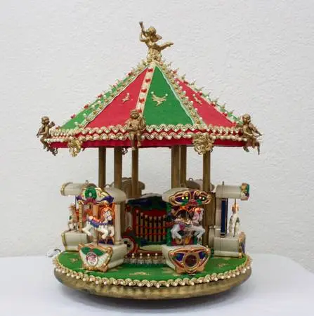 Animated Musical Mr. Christmas Holiday Carousel Ornaments on Base OOAK