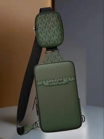 Michael Kors Cooper Pebbled Leather Sling Crossbody Bag with Pouch