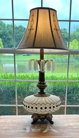 Rare Antique Cast Brass Ornate Table Lamp