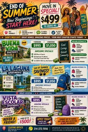 Vista Escolar - 1Bdr $995 🎒Back to School Move in Special $499🎒