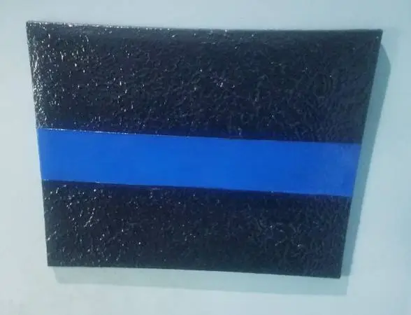 Orig. Thin Blue Line Mixed Media Textured Painting Police Law Enforcement NYPD