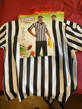 Referee Arbitro Uniform Clothing T Striped Shirt Cap Whistle Flag