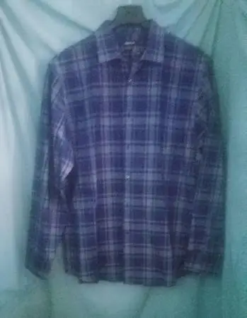 Blue Plaid Mens Claiborne Long Sleeve Dress Shirt Size XL New Condition W Tag