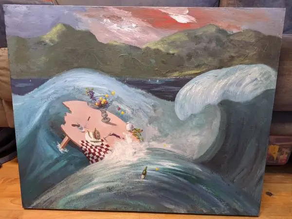 Gorgeous & Original Oil Painting The Trash Wave