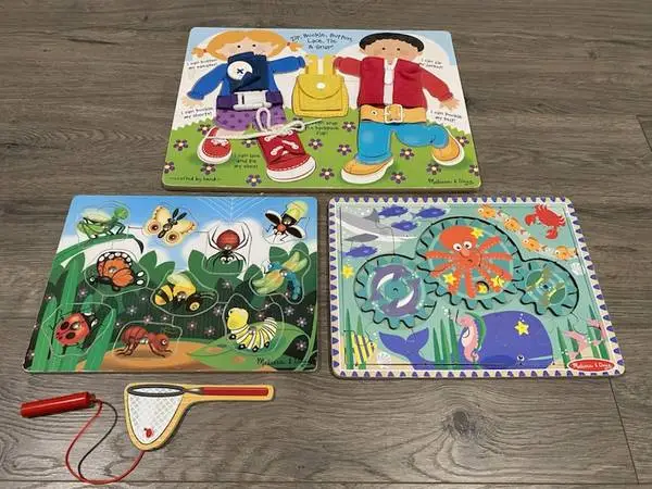 MELISSA & DOUG WOODEN PUZZLE ~ MAGNETIC BUG CATCHING ~ BASIC SKILLS ~