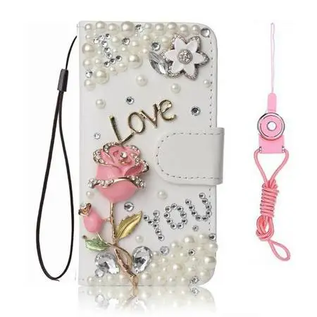 Women Magnetic PU Leather Bling Flip Wallet Phone Case for Samsung...